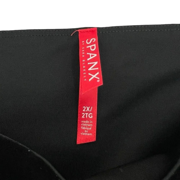 SPANX Black Velvet Tummy Control High Waisted Leggings Pants Stretch Gothic 2X - Picture 7 of 9